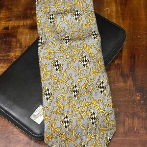 Versace Elegant Gold and Gray Men's Tie